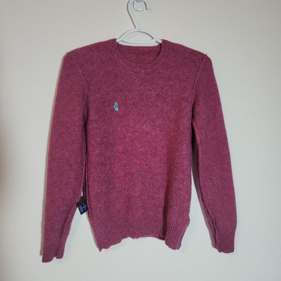 Ralph Lauren Made in Scotland Womens Wool Sweater Magenta Pullover Jumper Sz S/P - Picture 3 of 10